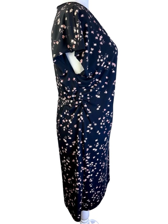Ann Taylor Black Floral Faux Wrap Midi Dress Plus Size 18 - Picture 6 of 11